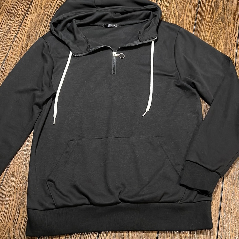 Lightweight half zip black hoodie size L